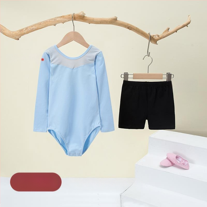 Vaikų baleto komplektas su ilgomis rankovėmis ir gauzės sijonu; audinys: 94% medvilnė + 6% elastanas; tinkamas mergaitėms iki 17 metų; scenos kostiumas