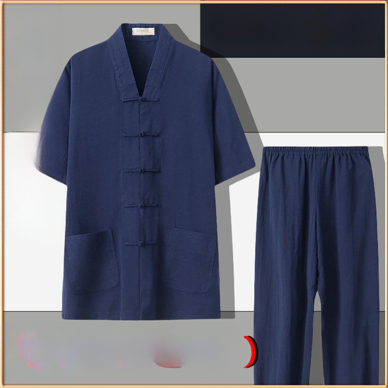 Set de robe taoiste pentru Tai Chi, cinci piese, material din in 100%, respirabil, marca Converge