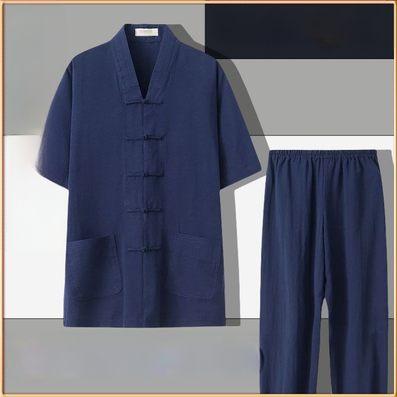 Set de robe taoiste pentru Tai Chi, cinci piese, material din in 100%, respirabil, marca Converge