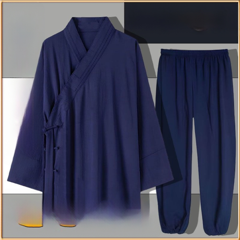 Set de robe taoiste pentru Tai Chi, cinci piese, material din in 100%, respirabil, marca Converge