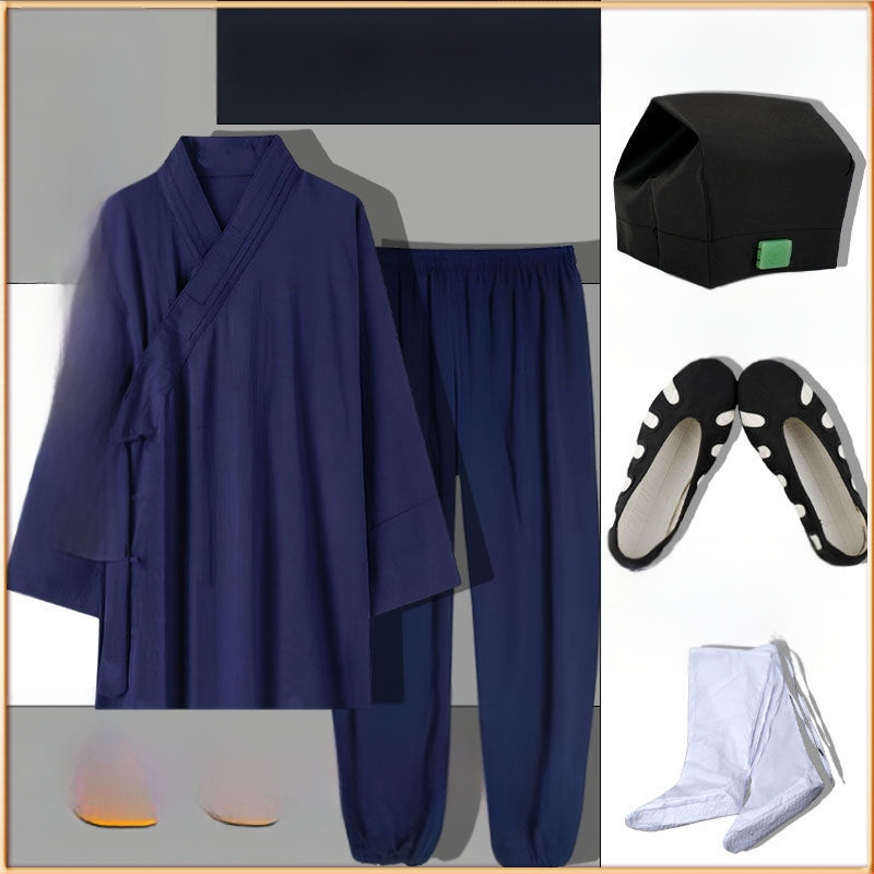 Set de robe taoiste pentru Tai Chi, cinci piese, material din in 100%, respirabil, marca Converge