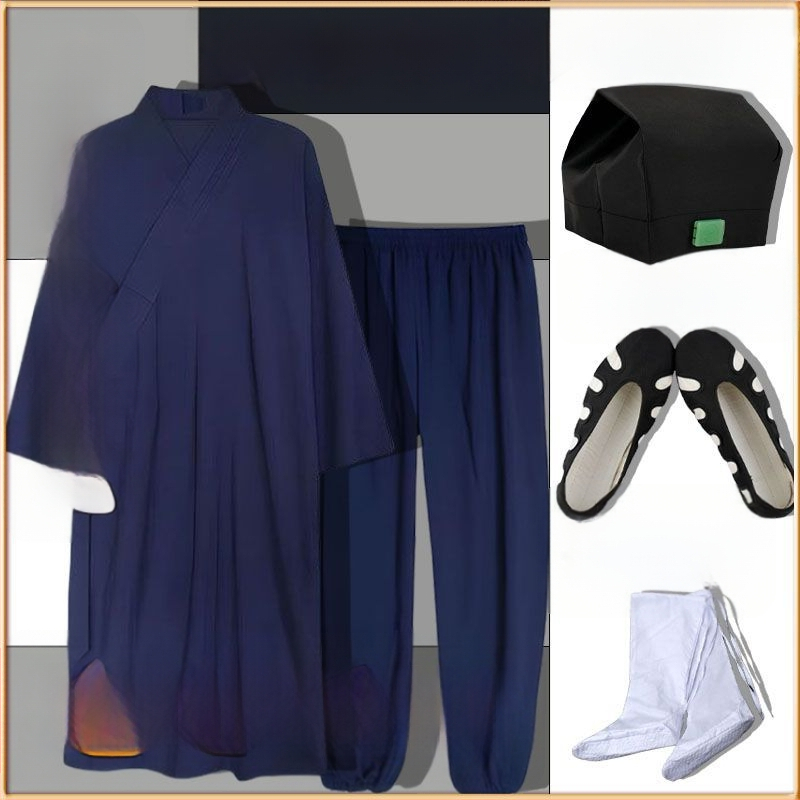 Set de robe taoiste pentru Tai Chi, cinci piese, material din in 100%, respirabil, marca Converge