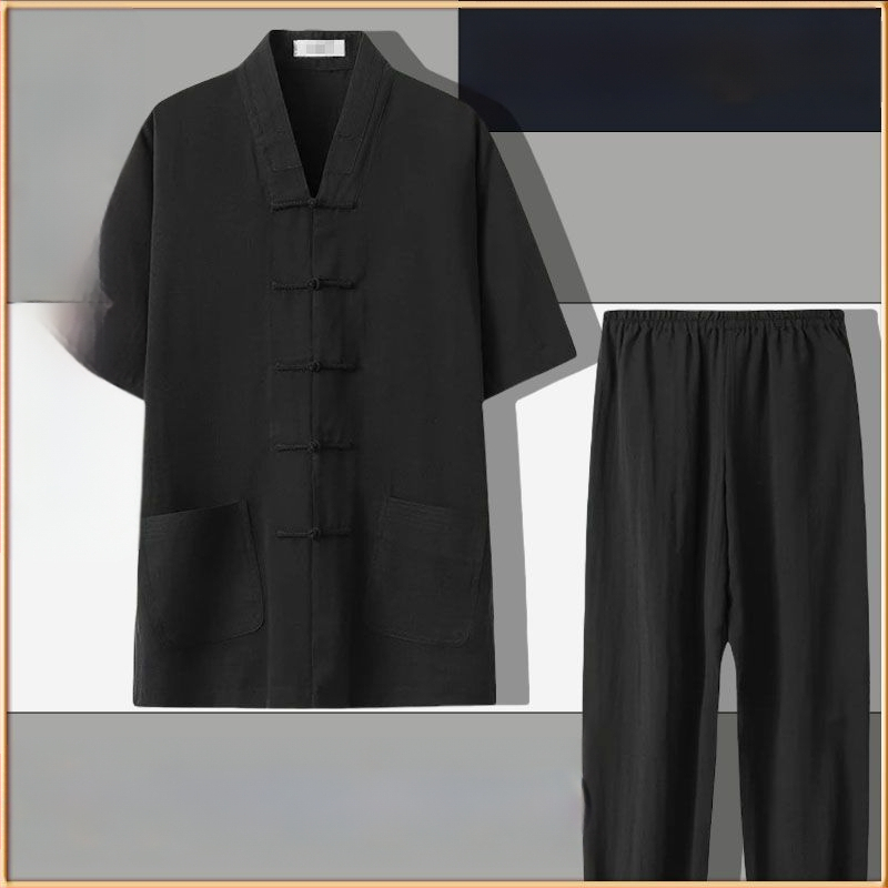 Set de robe taoiste pentru Tai Chi, cinci piese, material din in 100%, respirabil, marca Converge