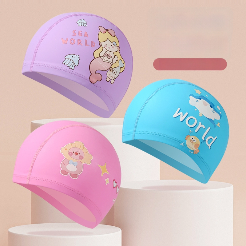 Dječja PU kapa za plivanje s uzorkom životinja – udoban labav kroj, pogodna za plivanje i vodene igre