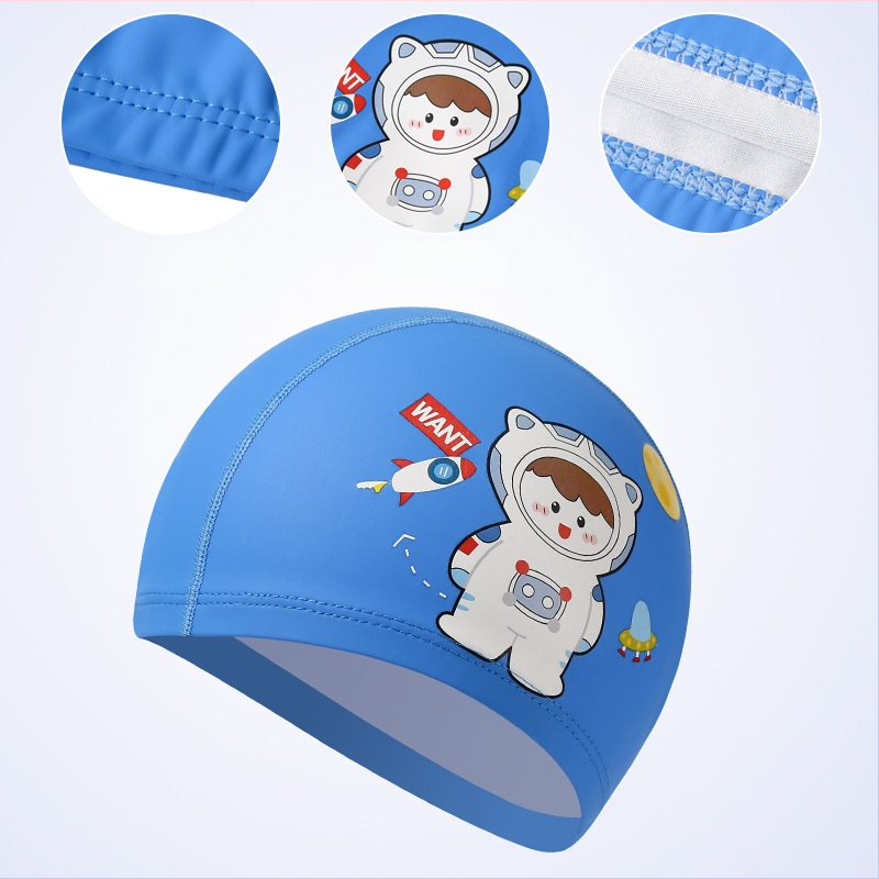 Dječja PU kapa za plivanje s uzorkom životinja – udoban labav kroj, pogodna za plivanje i vodene igre