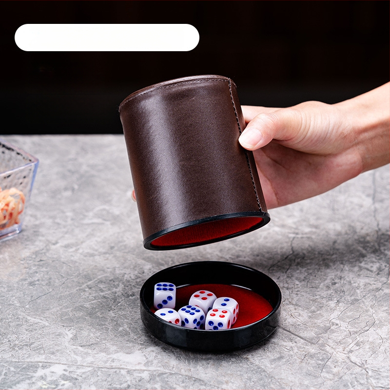 Set zaruri cu cupe din piele, colțuri rotunde, origine Zhejiang, 100 buc.