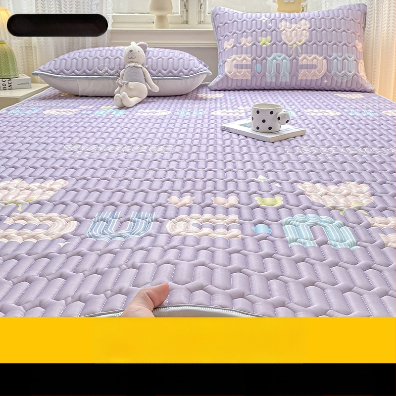 Tryjų dalių čiužinio paklodžių komplektas su elastingu kraštu, natūralus lateksas, latekso kiekis 90%+, spausdinta medžiaga