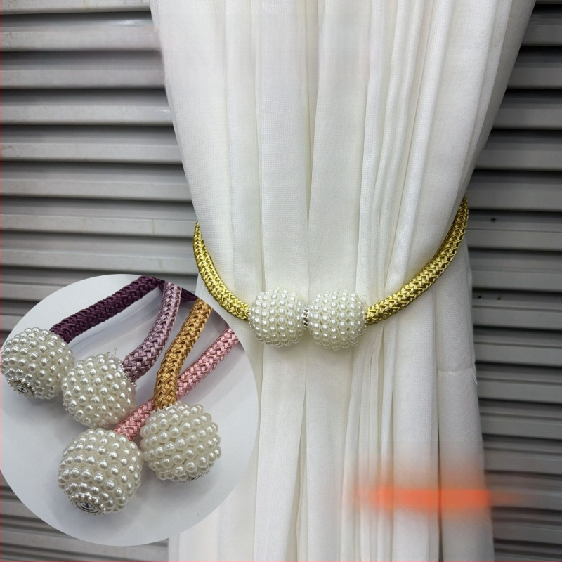 Magnetinės užuolaidų gesagtelės be gręžimo — šiuolaikinis minimalistinis dizainas — poliesteris, plastikas, magnetas — pritaikomas