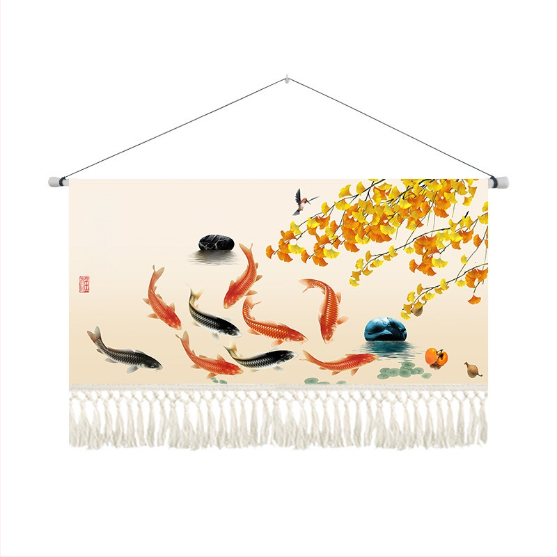 Gobelin od pamuk-blend materijala, strojno tkan, za dnevni boravak, novi kineski stil, pejzažni uzorak