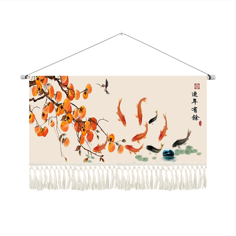 Gobelin od pamuk-blend materijala, strojno tkan, za dnevni boravak, novi kineski stil, pejzažni uzorak