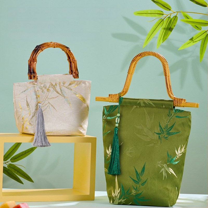 DIY komplekts bambusa mezgla somai – Jauns ķīniešu stils, soma no Song brokāta auduma