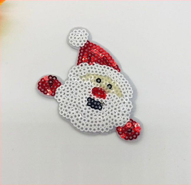 Снежен човек апликация – бродерия с мъниста и пайети за коледна украса, DIY аксесоари (Материал: бродерия с мъниста и пайети; Приложение: Друго; Марка: Друго)