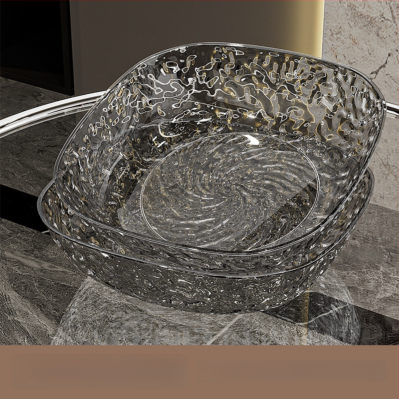 Műanyag gyümölcstál kalapált textúrával és pillangócsomó mintával, könnyed luxus retro stílus