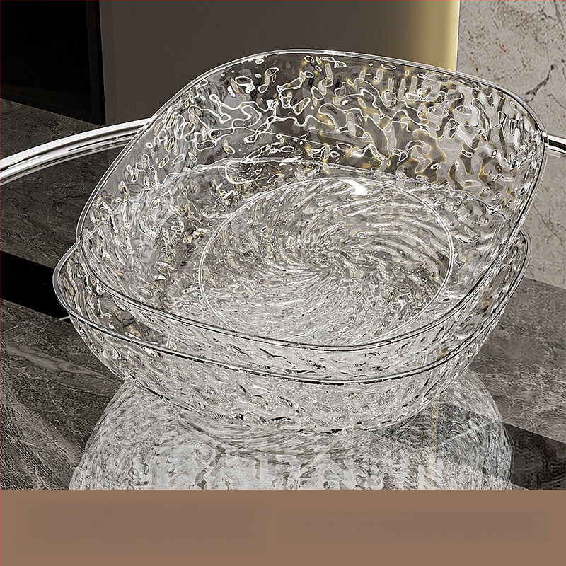 Műanyag gyümölcstál kalapált textúrával és pillangócsomó mintával, könnyed luxus retro stílus