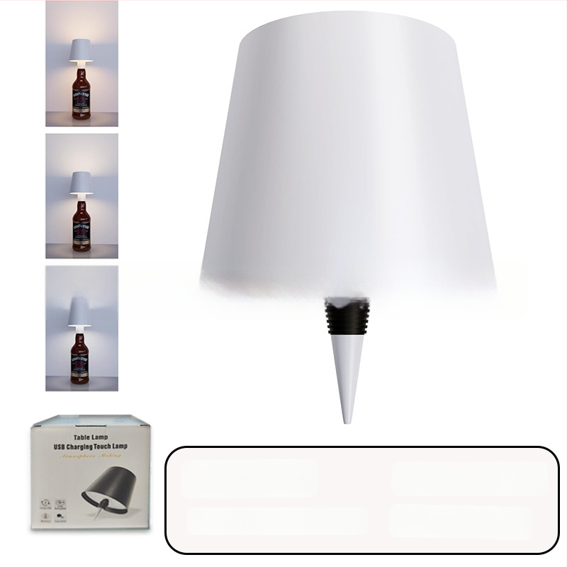 Vyno butelio formos stalo lempa, kūrybingas plastikinis korpusas, USB įkrovimas, ambientinis apšvietimas, RGB trijų spalvų reguliavimas prisilietimu