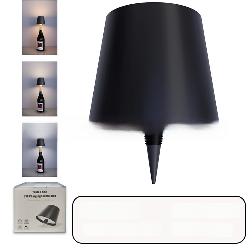 Vyno butelio formos stalo lempa, kūrybingas plastikinis korpusas, USB įkrovimas, ambientinis apšvietimas, RGB trijų spalvų reguliavimas prisilietimu