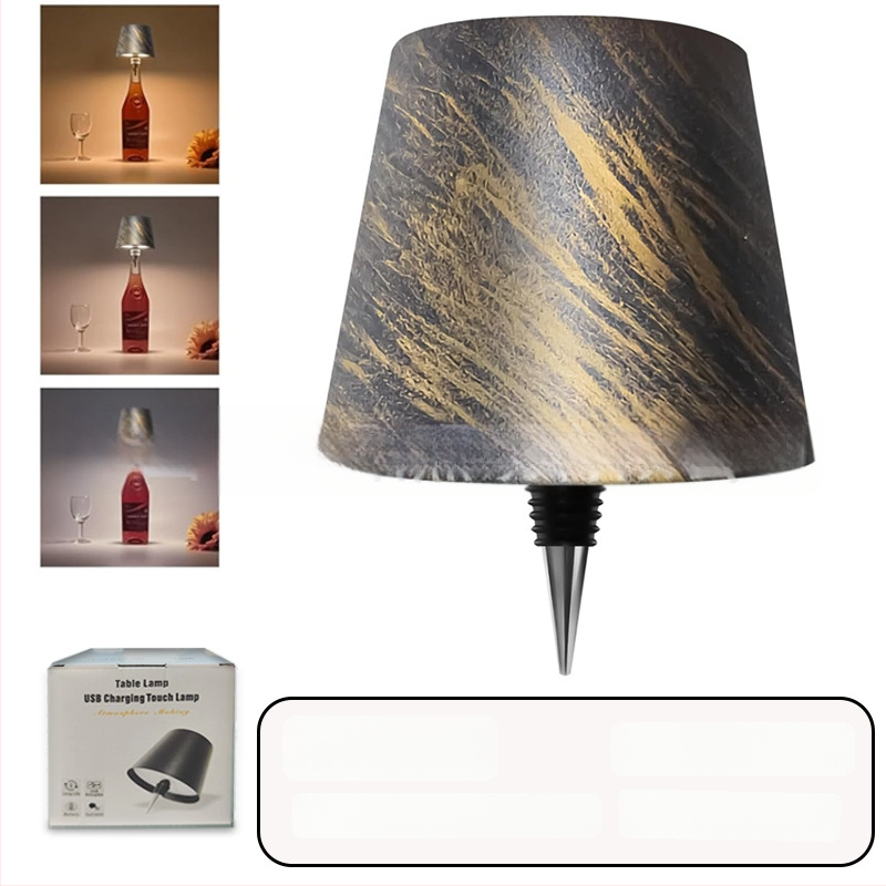 Vyno butelio formos stalo lempa, kūrybingas plastikinis korpusas, USB įkrovimas, ambientinis apšvietimas, RGB trijų spalvų reguliavimas prisilietimu