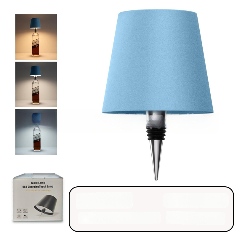 Vyno butelio formos stalo lempa, kūrybingas plastikinis korpusas, USB įkrovimas, ambientinis apšvietimas, RGB trijų spalvų reguliavimas prisilietimu