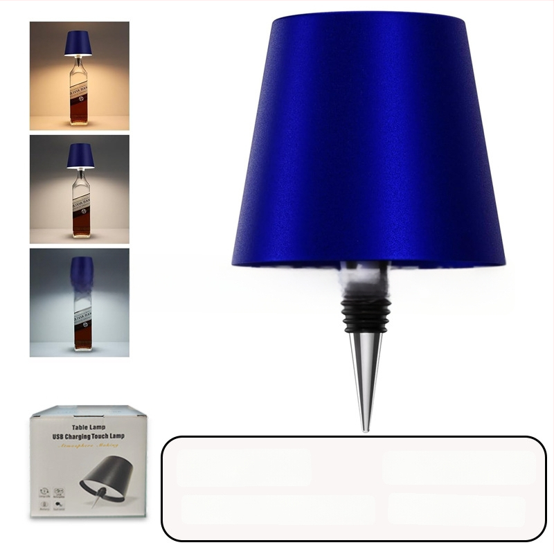 Vyno butelio formos stalo lempa, kūrybingas plastikinis korpusas, USB įkrovimas, ambientinis apšvietimas, RGB trijų spalvų reguliavimas prisilietimu