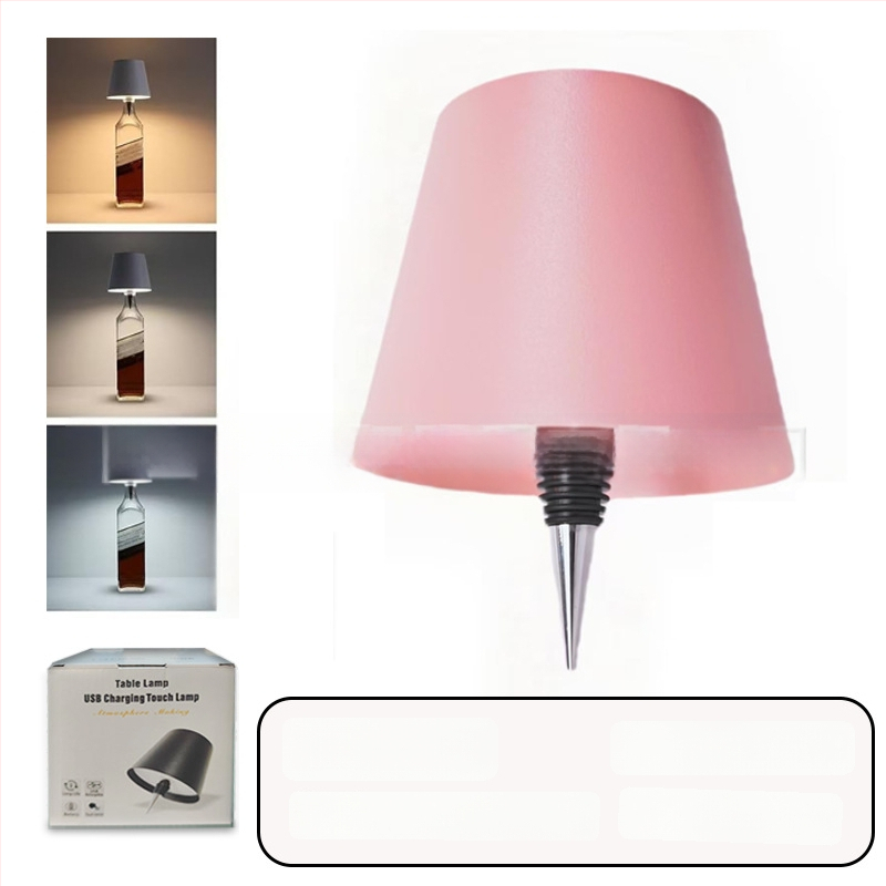 Vyno butelio formos stalo lempa, kūrybingas plastikinis korpusas, USB įkrovimas, ambientinis apšvietimas, RGB trijų spalvų reguliavimas prisilietimu