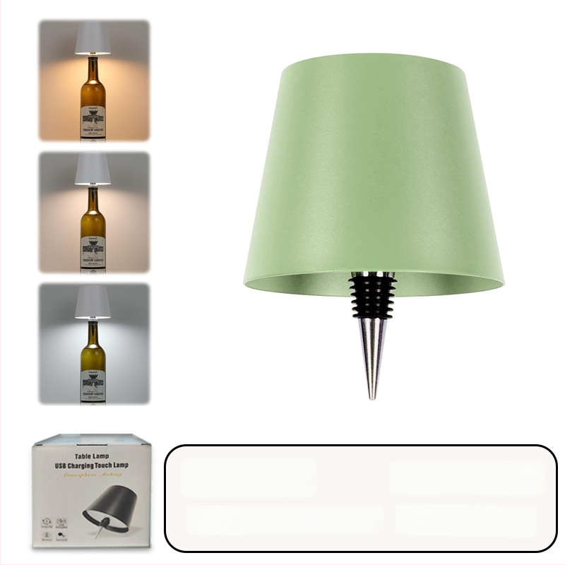 Vyno butelio formos stalo lempa, kūrybingas plastikinis korpusas, USB įkrovimas, ambientinis apšvietimas, RGB trijų spalvų reguliavimas prisilietimu