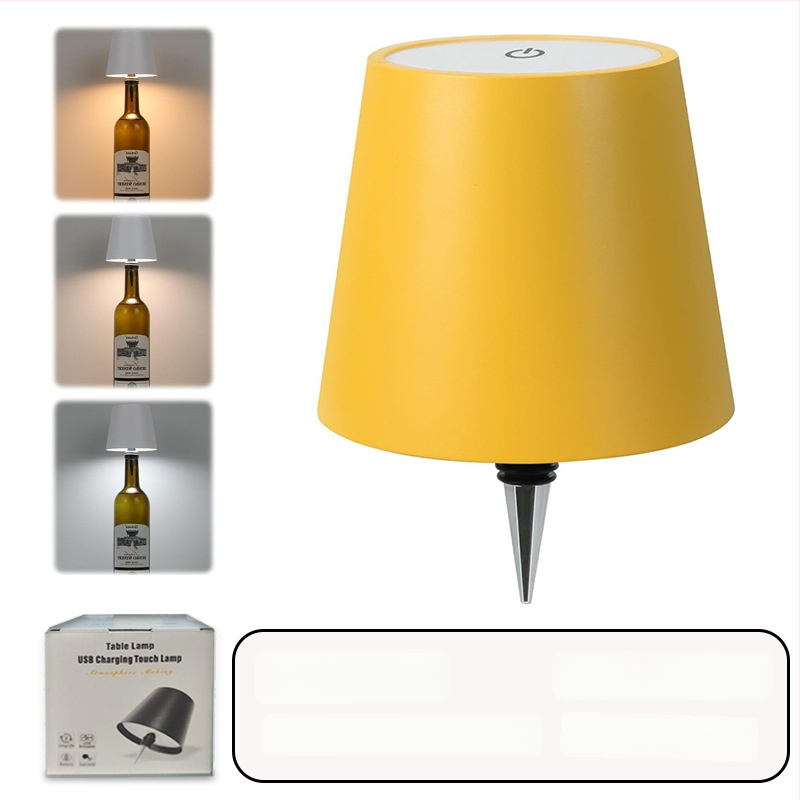 Vyno butelio formos stalo lempa, kūrybingas plastikinis korpusas, USB įkrovimas, ambientinis apšvietimas, RGB trijų spalvų reguliavimas prisilietimu