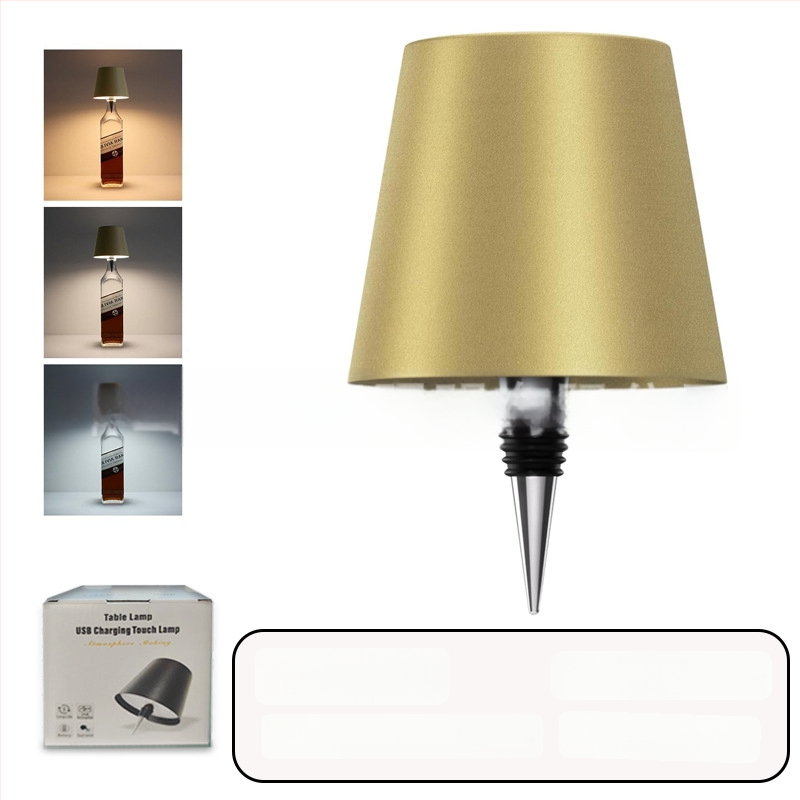 Vyno butelio formos stalo lempa, kūrybingas plastikinis korpusas, USB įkrovimas, ambientinis apšvietimas, RGB trijų spalvų reguliavimas prisilietimu