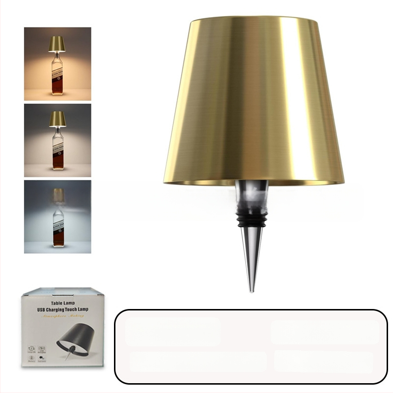 Vyno butelio formos stalo lempa, kūrybingas plastikinis korpusas, USB įkrovimas, ambientinis apšvietimas, RGB trijų spalvų reguliavimas prisilietimu