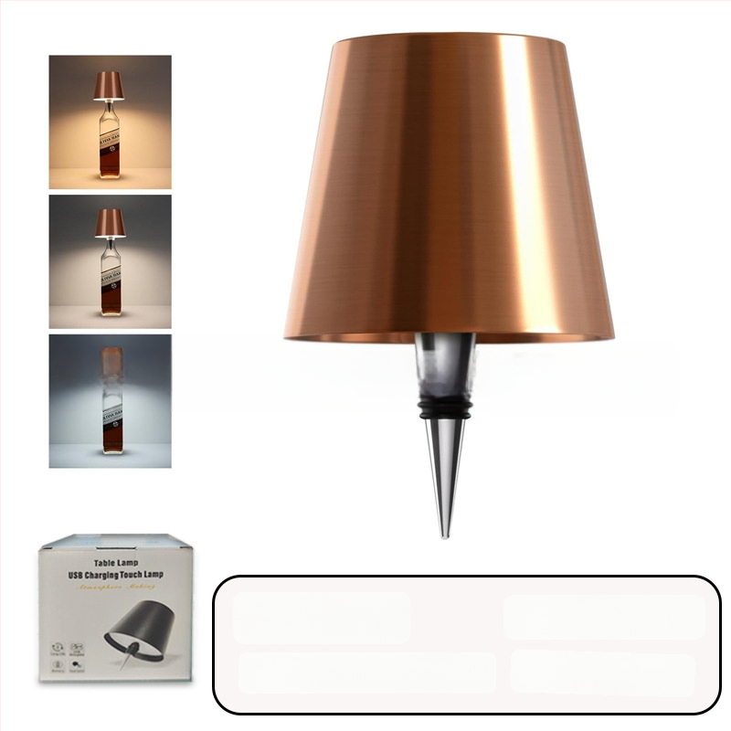 Vyno butelio formos stalo lempa, kūrybingas plastikinis korpusas, USB įkrovimas, ambientinis apšvietimas, RGB trijų spalvų reguliavimas prisilietimu