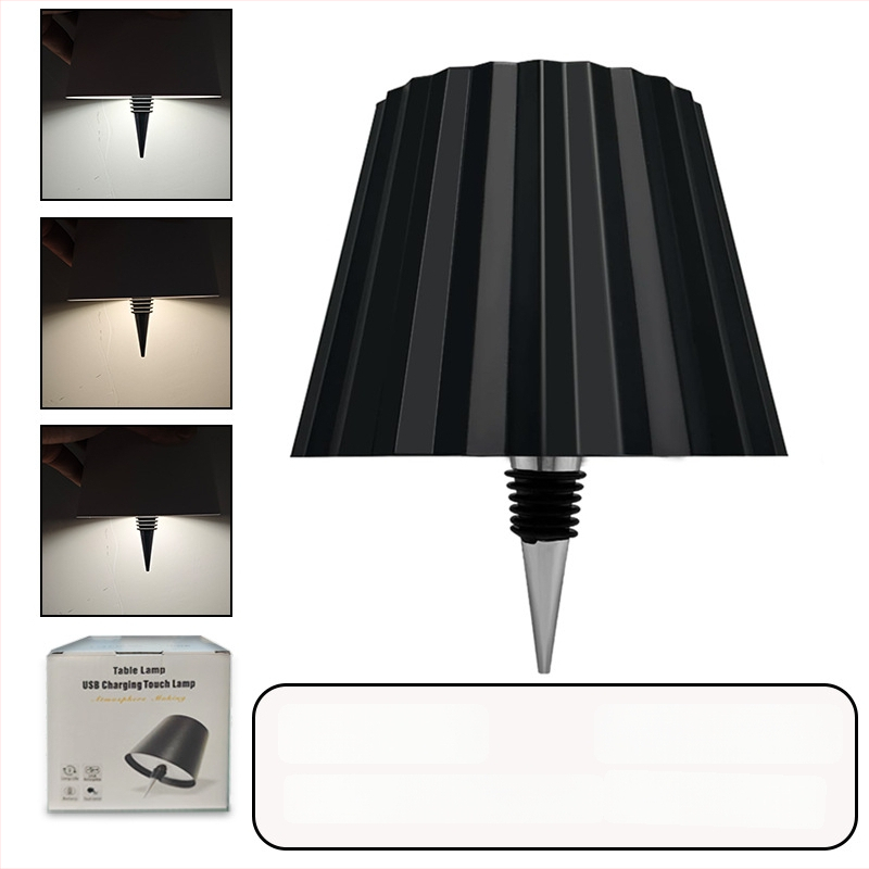 Vyno butelio formos stalo lempa, kūrybingas plastikinis korpusas, USB įkrovimas, ambientinis apšvietimas, RGB trijų spalvų reguliavimas prisilietimu