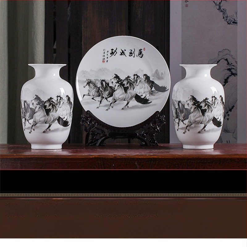 Tryjų porcelaninių vazonų rinkinys Hao Han, kinų stiliaus namų dekoras svetainei