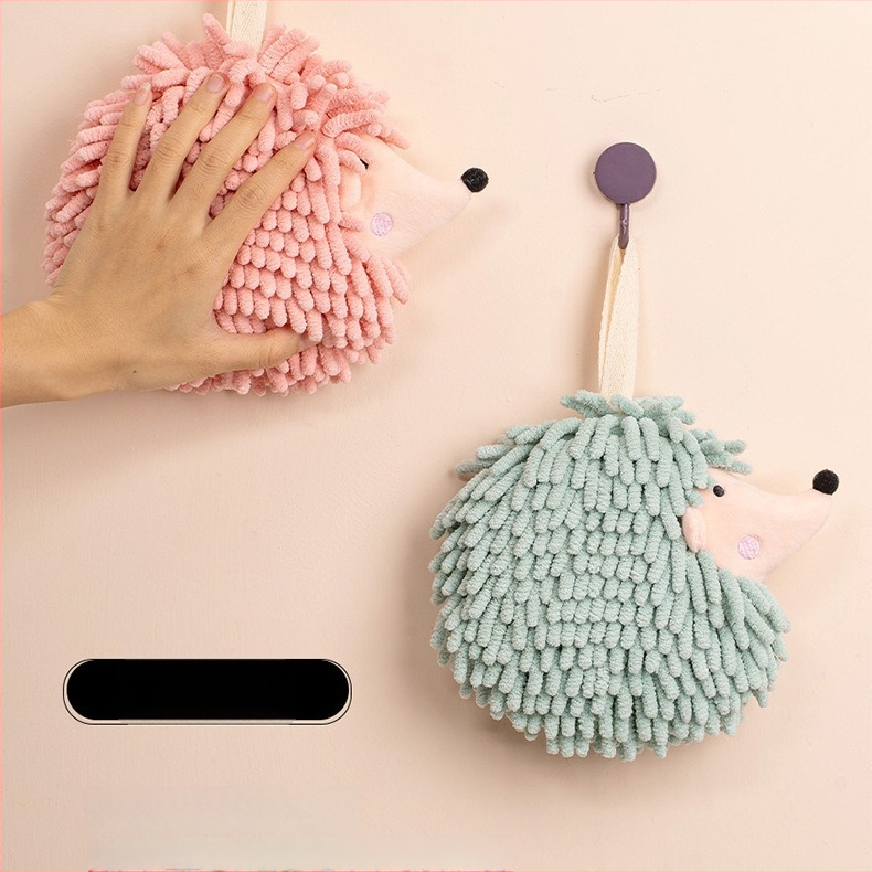 Hedgehog chenille kéztörlő függő dizájnnal, poliészter, 50–80 g, 150D, hímzés