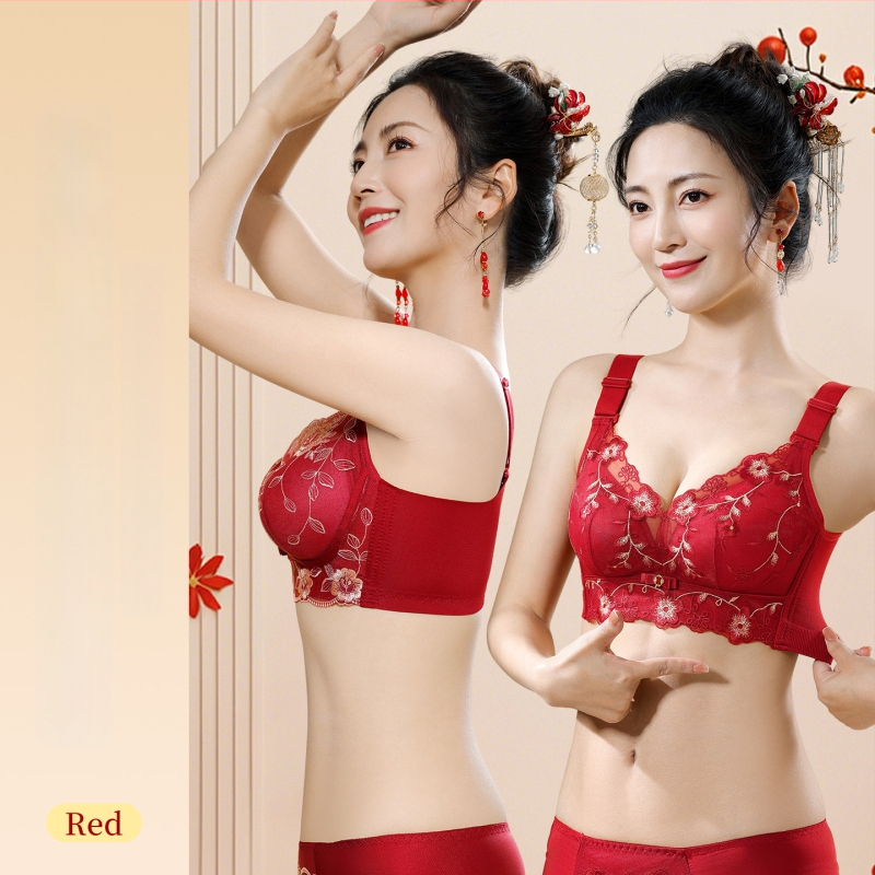 Női melltartó készlet — vezeték nélküli Push-Up, oldalsó emelés, anti-sag, 3/4 kosár, fix pántok, hátsó négy sor kapocs