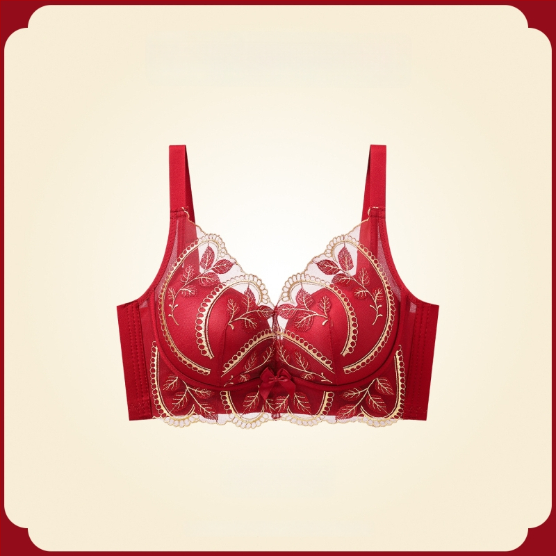 Női melltartó készlet — vezeték nélküli Push-Up, oldalsó emelés, anti-sag, 3/4 kosár, fix pántok, hátsó négy sor kapocs