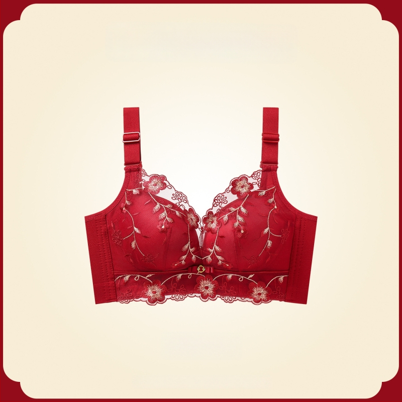 Női melltartó készlet — vezeték nélküli Push-Up, oldalsó emelés, anti-sag, 3/4 kosár, fix pántok, hátsó négy sor kapocs