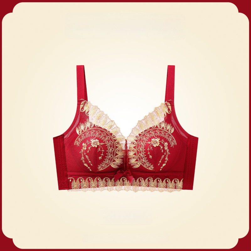 Női melltartó készlet — vezeték nélküli Push-Up, oldalsó emelés, anti-sag, 3/4 kosár, fix pántok, hátsó négy sor kapocs