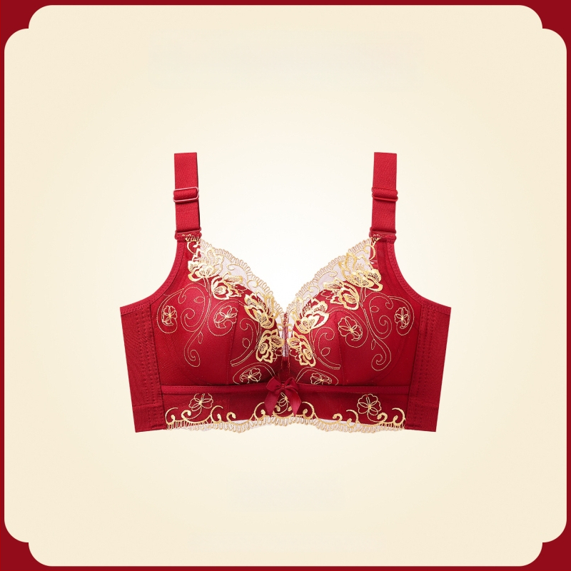 Női melltartó készlet — vezeték nélküli Push-Up, oldalsó emelés, anti-sag, 3/4 kosár, fix pántok, hátsó négy sor kapocs