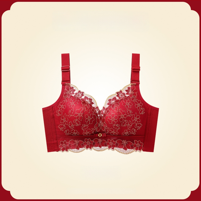 Női melltartó készlet — vezeték nélküli Push-Up, oldalsó emelés, anti-sag, 3/4 kosár, fix pántok, hátsó négy sor kapocs