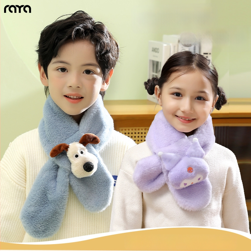 Vaikų šalikas, pūkų pluošto, Cartoon raštas, warp mezgimas, išlaiko šilumą