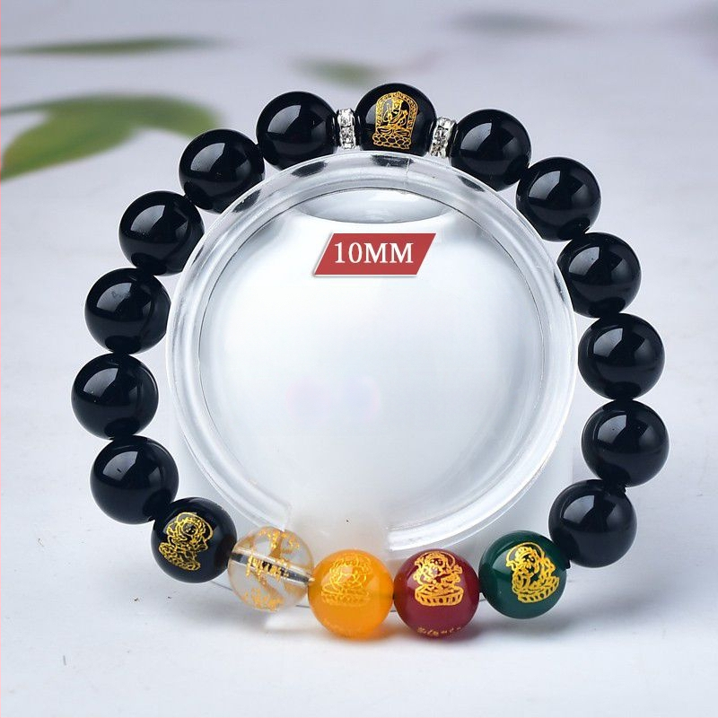 Barackfafából készült karkötő, kézzel készített, uniszex ima gyöngyökkel – a Zodiákus védője és az Öt Irány Istene a Gazdagságnak