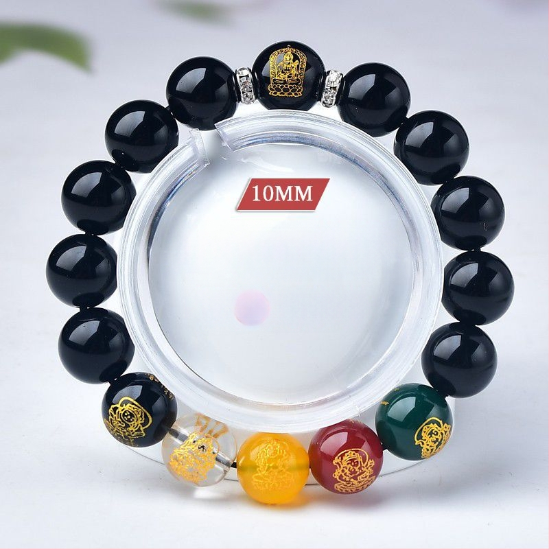 Barackfafából készült karkötő, kézzel készített, uniszex ima gyöngyökkel – a Zodiákus védője és az Öt Irány Istene a Gazdagságnak