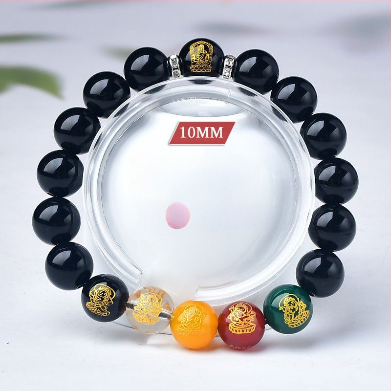 Barackfafából készült karkötő, kézzel készített, uniszex ima gyöngyökkel – a Zodiákus védője és az Öt Irány Istene a Gazdagságnak