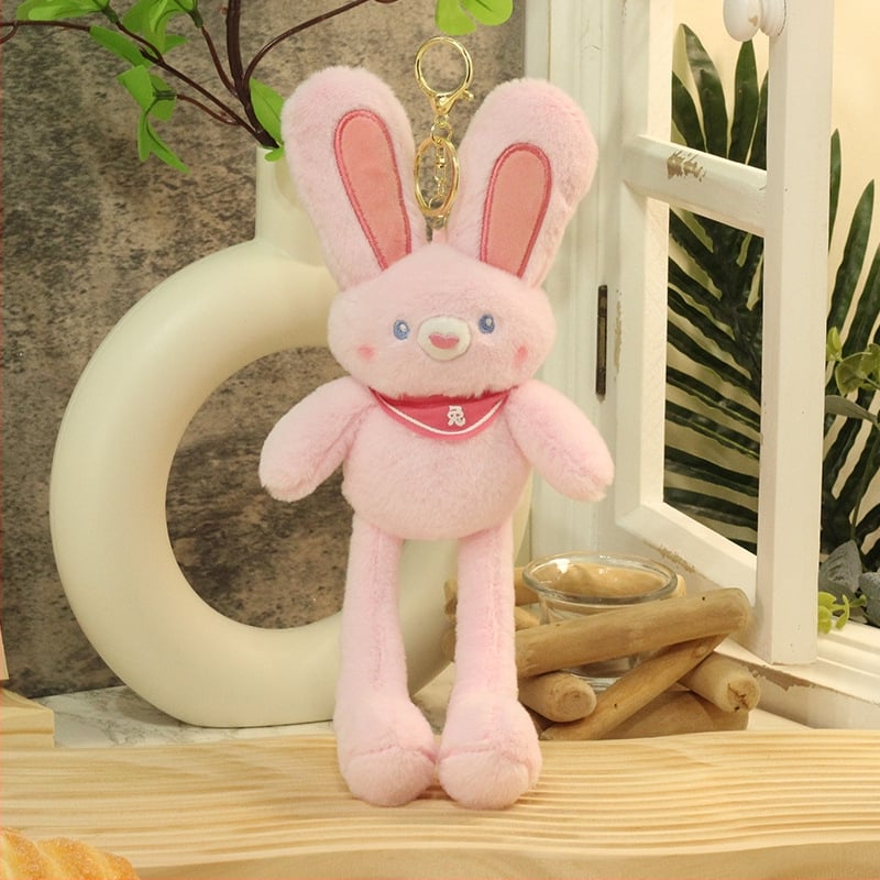 Πολυλειτουργικό λαγουδάκι plush παιχνίδι με τραβώμενα αυτιά, μπρελόκ και κρεμαστό, κοντό βελούδινο ύφασμα, προσαρμογή ανά σχέδιο, για ηλικίες 7–14 ετών