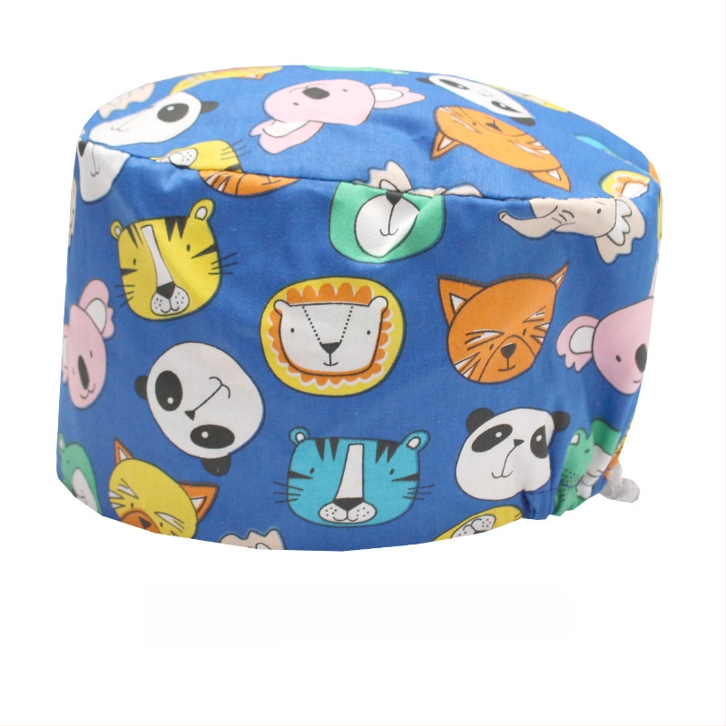 Хирургическа памучна шапка, унисекс, куполна форма, карикатурен принт, подходяща за всички сезони