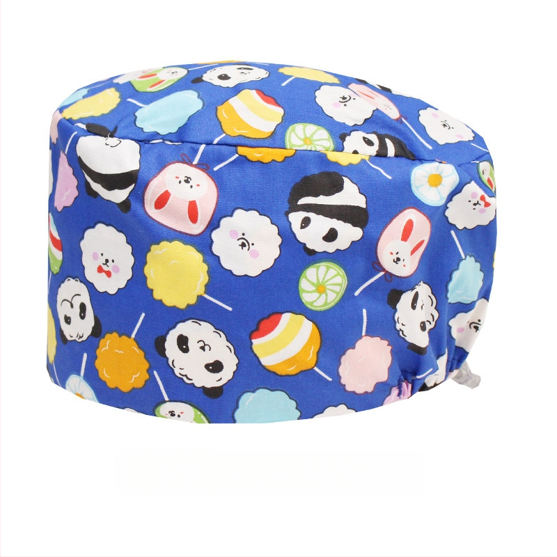 Хирургическа памучна шапка, унисекс, куполна форма, карикатурен принт, подходяща за всички сезони