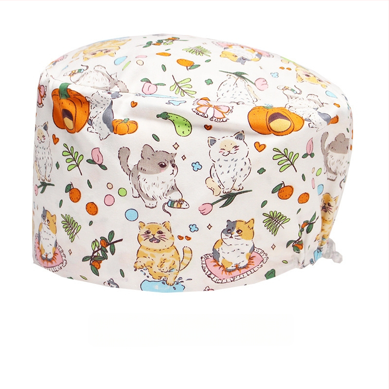 Хирургическа памучна шапка, унисекс, куполна форма, карикатурен принт, подходяща за всички сезони