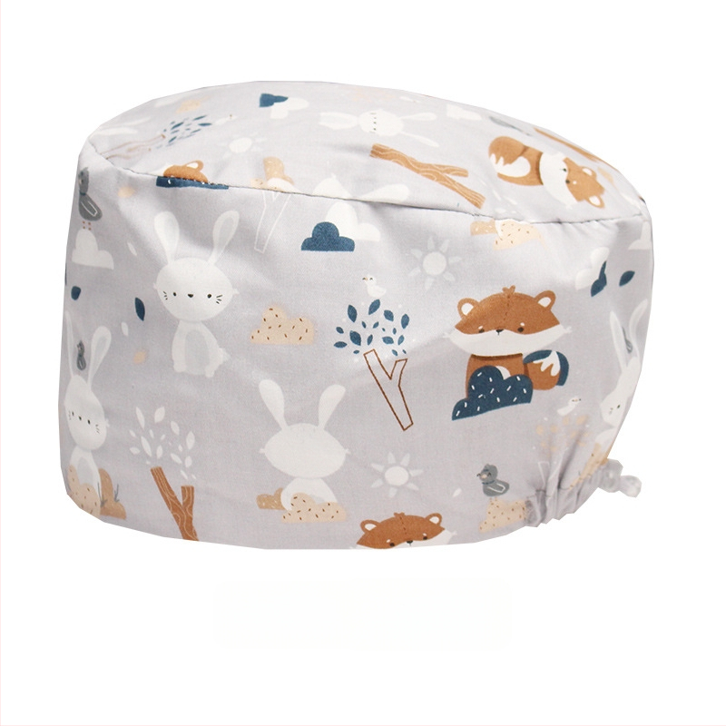 Хирургическа памучна шапка, унисекс, куполна форма, карикатурен принт, подходяща за всички сезони