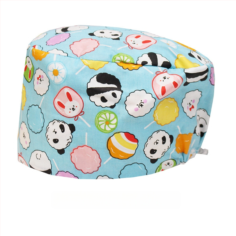 Хирургическа памучна шапка, унисекс, куполна форма, карикатурен принт, подходяща за всички сезони