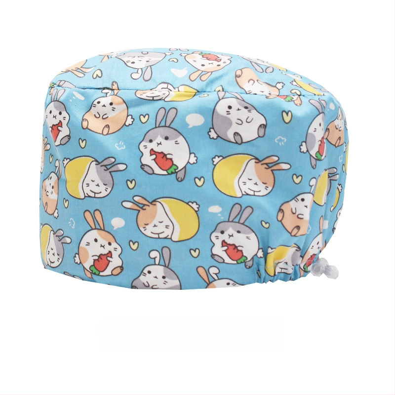 Хирургическа памучна шапка, унисекс, куполна форма, карикатурен принт, подходяща за всички сезони