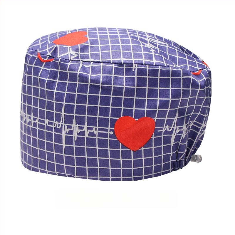 Хирургическа памучна шапка, унисекс, куполна форма, карикатурен принт, подходяща за всички сезони